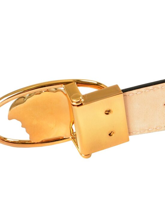 Versace Red 100% Patent Leather Gold Medusa Head Decorated Belt US 28 IT 70
